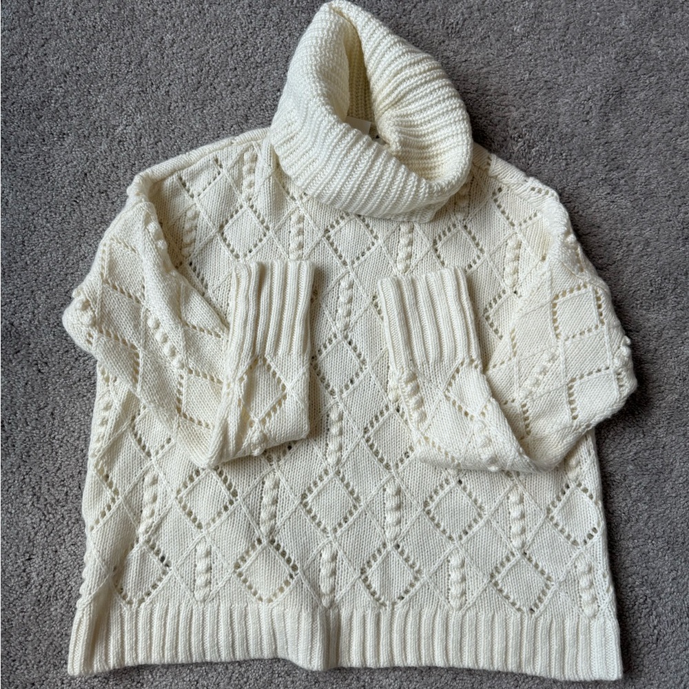 Whisper White “Bobble Turtleneck Sweater”